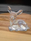 Vintage Fenton Clear Crystal Resting Fawn Deer Figurine Art Glass Impressed Mark