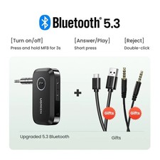 Bluetooth Audio Receiver Car Adapter Wireless Car 3.5mm Jack Mic Handsfree