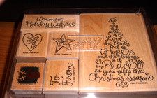 STAMPIN-UP HOLIDAY WISHES WOOD STAMPS NEW SET OF 6 2002 FREE SHIPPING