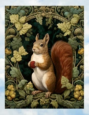 Squirrel WINDOW CLING Art Nouveau Size 10.4" Repositionable Vinyl