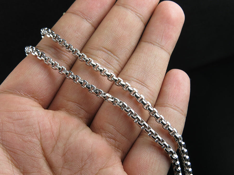 Men's Genuine 10K White Gold Puffed Rolo Chain Necklace 24-34 Inches ...
