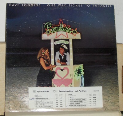 Dave Loggins   One Way Ticket To Paradise - 1977 Promo Vinyl LP Record Album