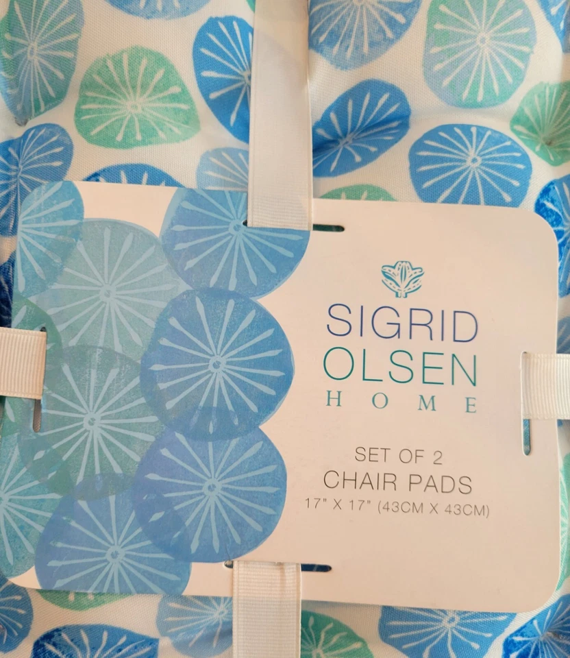 "Sigrid Olsen 2 Pk Almohadillas para Silla Cojines de Asiento Verano Costero 17"" Playa Azul Blanco" Foto 4 de 4