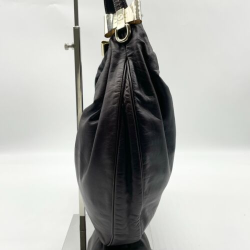 Gucci Hobo Bolso de Hombro Bolso de Mano Cresta Logo Cinta Cuero Marrón 181492 Auténtico - Imagen 3 de 24