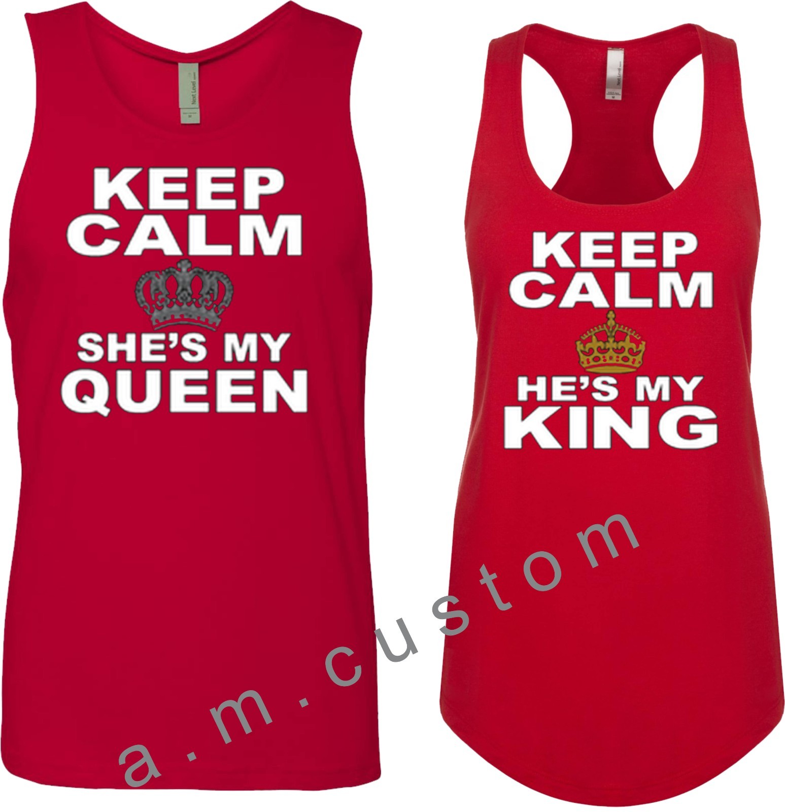 KEEP CALM KING & QUEEN TANK TOP Couple matching funny cute TANK NEXT