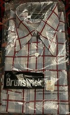Vintage 1970's Plaid 100 Cotton Blue Red By Brunswick Shirt M 15 15 1/2 NEW