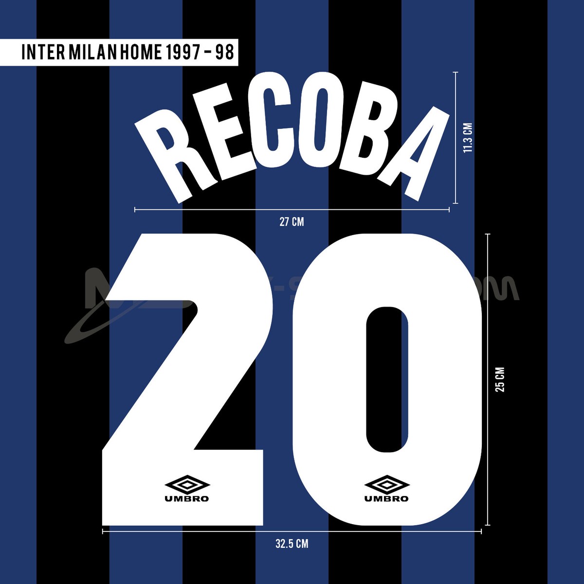 RECOBA #20 Inter Milan Home 1997-98 Print (Flock Velvet Material