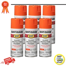 Rust-Oleum 214084-6PK Stops Rust Spray Paint, 12 oz, Gloss Orange, 6 Pack, Gloss