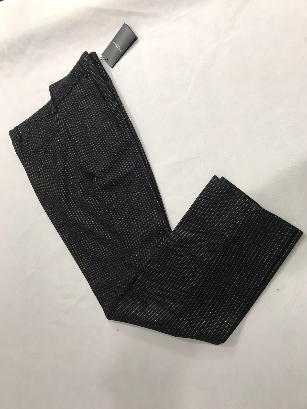 pantalone sartoriale uomo saint laurent righe argento misto lana. 52 36. $1090