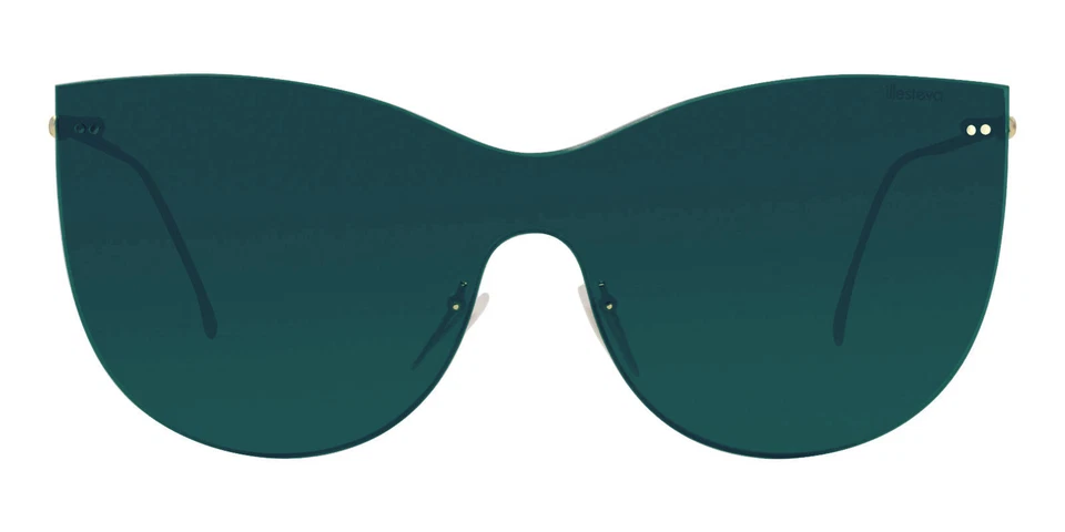 NEW - ILLESTEVA 'BOCA MASK' Blue/Gold-Tone C2 CAT-EYE MIRRORED SUNGLASSES - Image 4 of 4