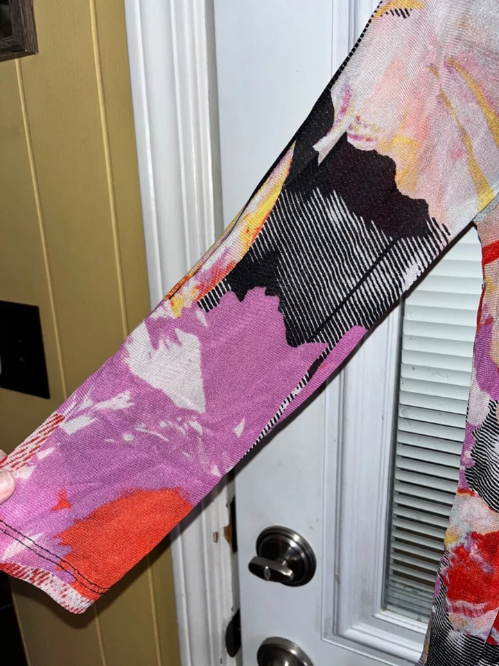 Vestido Cupio Anthropologie Multicolor Cuello en V Elástico Manga Larga Juniors Talla S Usado en Excelente Condición Foto 2 de 4