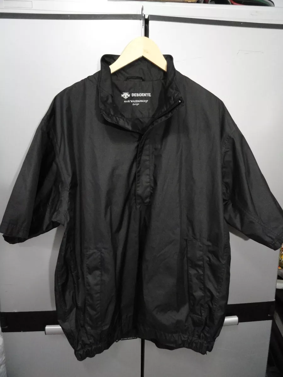 Descente Black Lightweight Windbreaker Rain Jacket Short Sleeve