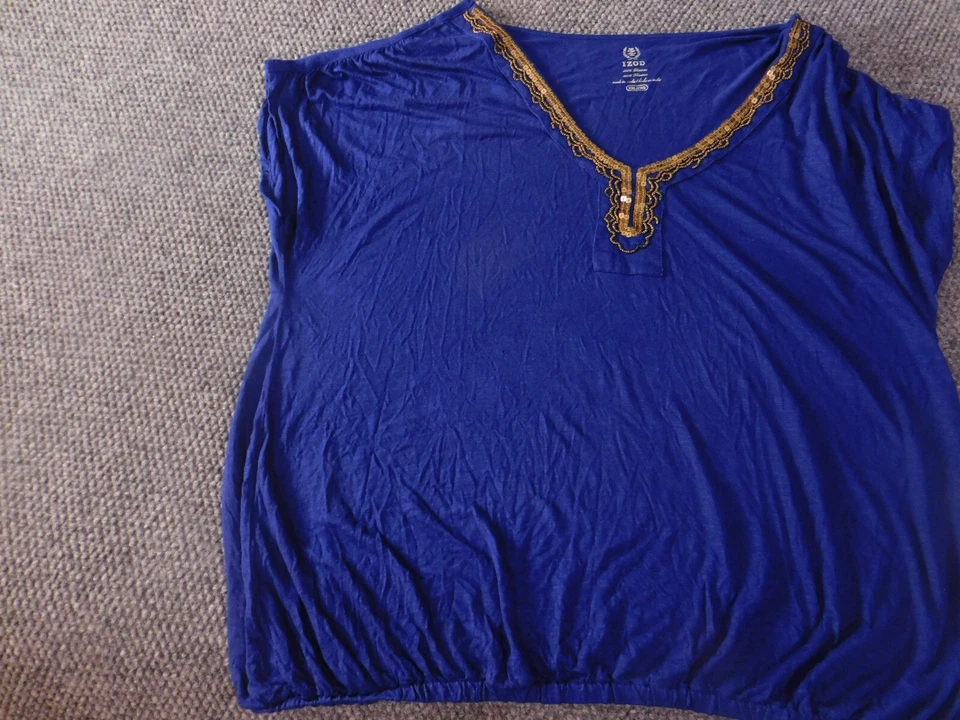 Blusa mujer Izod 2XL XXL azul elástico jersey top Foto 3 de 4