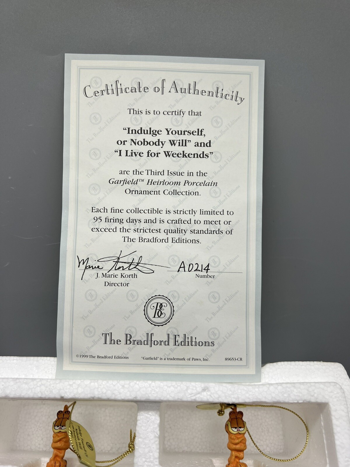 Bradford Exchange 1999 Garfield Heirloom Porcelain Ornaments 3rd Issue NEW! - Picture 2 of 6