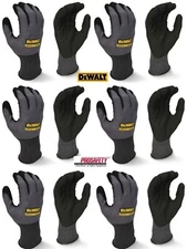 6 PAIR DeWalt Flexible Durable Nitrile Grip Palm Coated Lightweight Work Gloves