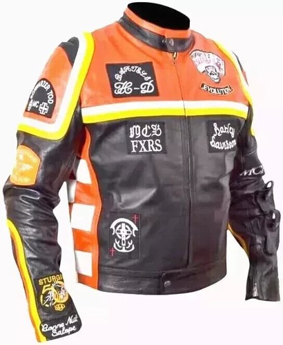 Giacca Moto Pelle HDMM Mickey Rourke Marlboro Uomo Vintage Biker Corsa - Foto 3 di 5