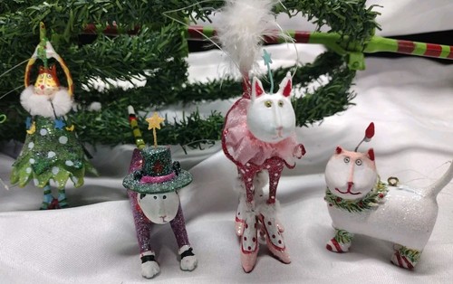 Patience Brewster Cat Christmas Tree Krinkles Folding W/Ornaments Dept 56 RARE - Picture 20 of 20
