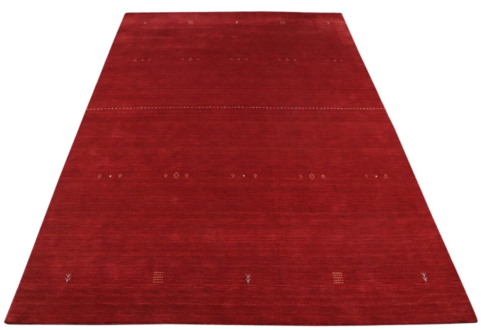 Rot Gabbeh Teppich 100 Wolle 200x300 cm Handgewebt Orientteppich Lr1052