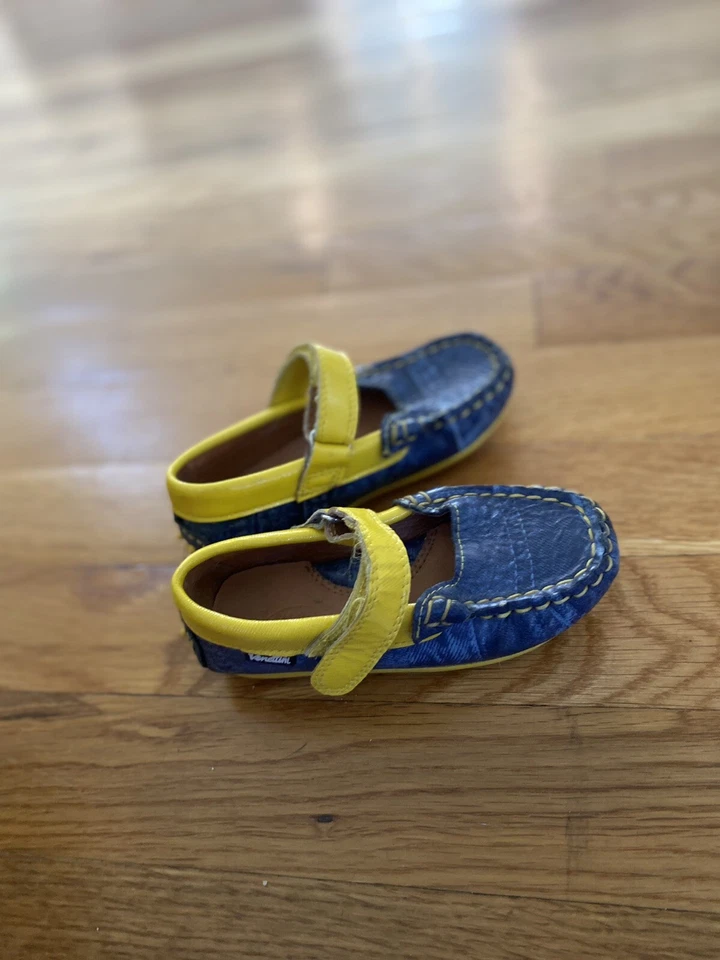 Zapatos Venettini Niñas Cuero Azul Y Amarillo Talla 28 EUR / 10.5T US Foto 2 de 4
