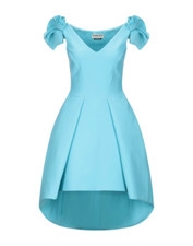 NWT Chiara Boni La Petite Robe Lione Hi Lo Ruffle Accent Dress Aquamarine 4 $995