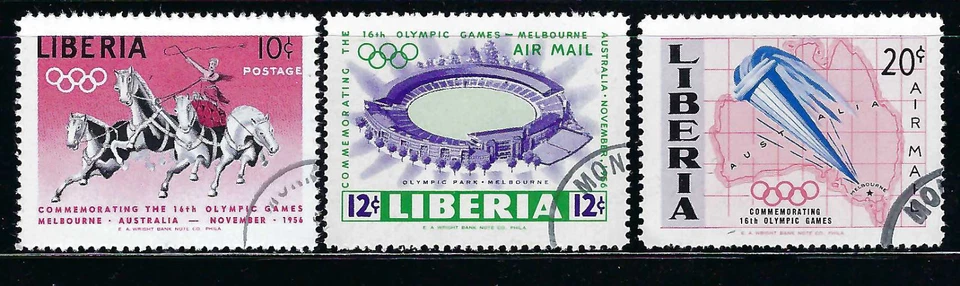Liberia 1956 6v. CTO NH • Juegos Olímpicos Melbourne '56 • Deportes Foto 3 de 3