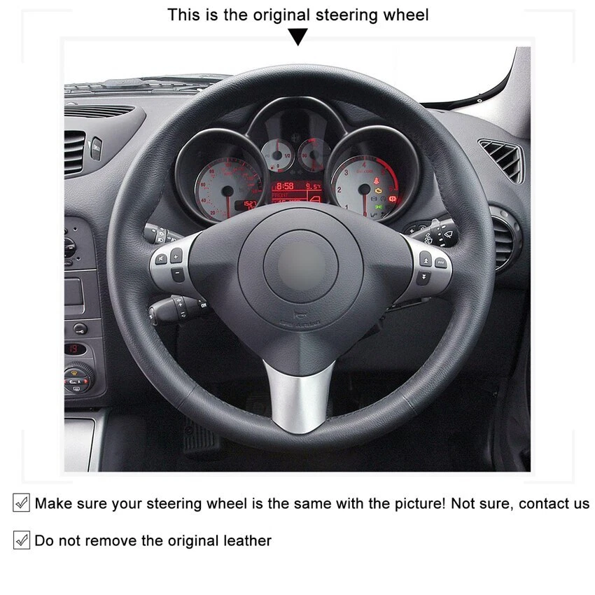 Cubierta de volante de coche de gamuza PU de fibra de carbono para Alfa Romeo 147 2000-2010 GT Foto 3 de 4