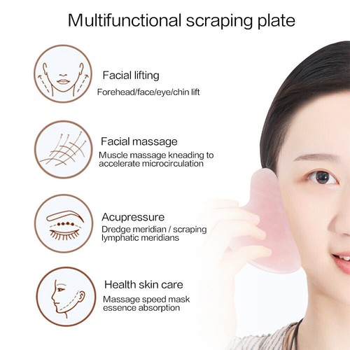 Juego de rodillos para tabla Gua Sha masaje facial corporal antienvejecimiento herramientas para adelgazar facial rosa - Imagen 12 de 18