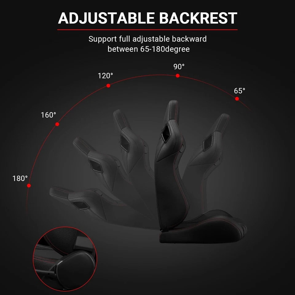 2x Asientos de carreras con canastilla universales ajustables reclinables de doble deslizamiento para BMW Foto 4 de 4