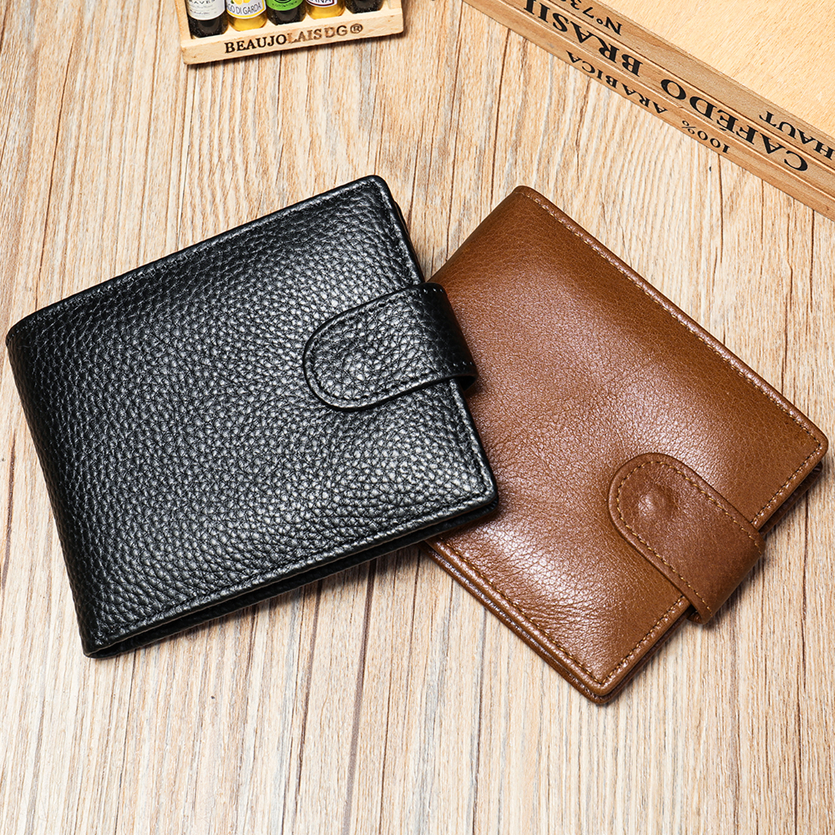 Mens Pebbled Leather Bifold Wallet RFID Blocking Card Holder Coin Pocket