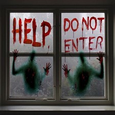 Angmart 2PCS Halloween Giant Bloody Window Posters Window Clings Party