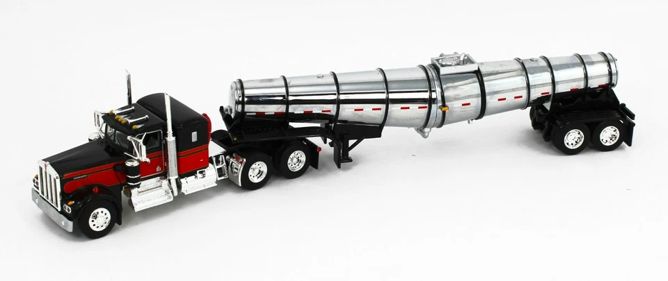 2021 DCP 1:64 *BLACK & RED* Kenworth W900A w/CHROME POLAR TANKER TRAILER NIB - Image 2 of 4