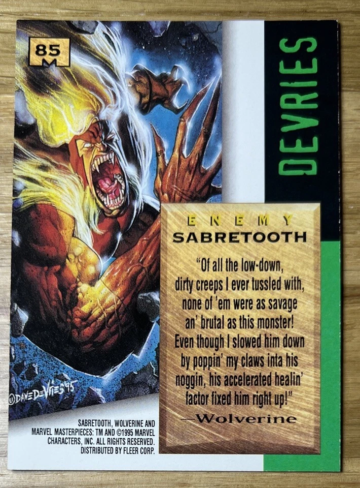 Spider-Man 1994 Fleer Marvel Masterpieces Trading Card #85 SABRETOOTH - Image 2 of 2
