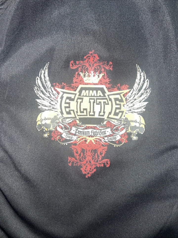 MMA Elite Premium Fight Gear Black Zip Sweater Graphic Print Sz XL RN 104511 VTG - Image 4 of 4
