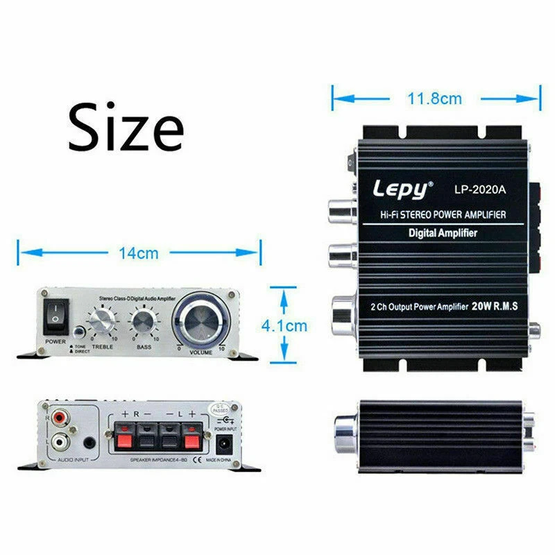 Lepy LP-2020A HiFi Stereo Digital Power Amplifier Home Car Audio Subwoofer Amp - Image 3 of 4