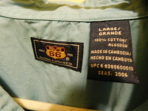 Route 66 Shirt Men's Blue Button-Front Long Sleeve 100% Cotton Size Large - Picture 3 of 4