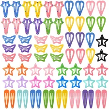 obeoby 82 Pcs 5 Styles Colorful Hair Clips for Girls, Metal Snap Girls Hair