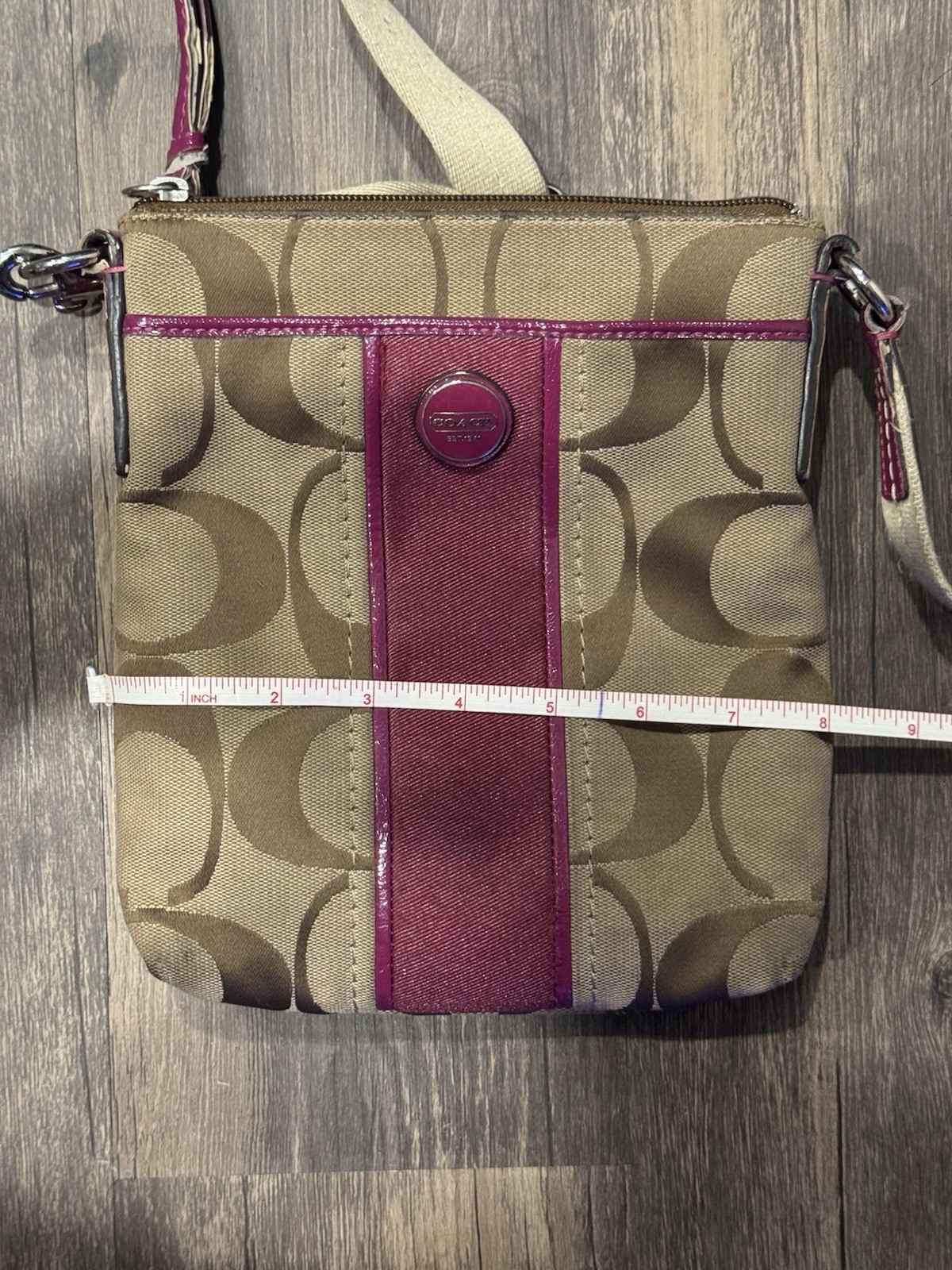 Coach Signature Stripe Shoulder BagCrossbody Swingpack Berry