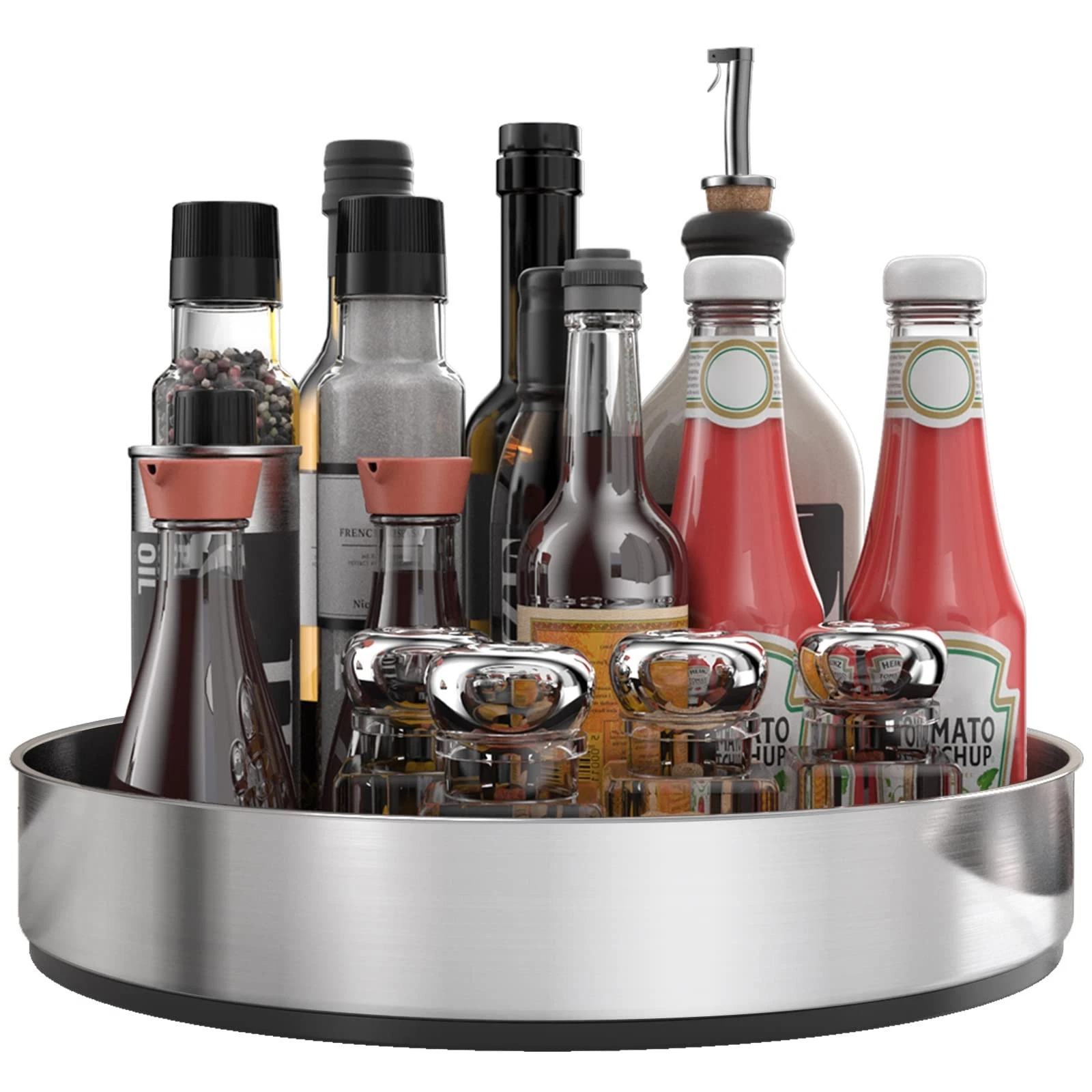 Pantry Cabinet Lazy Susan Stainless Steel Black Spice Rack Turntable - Decora...