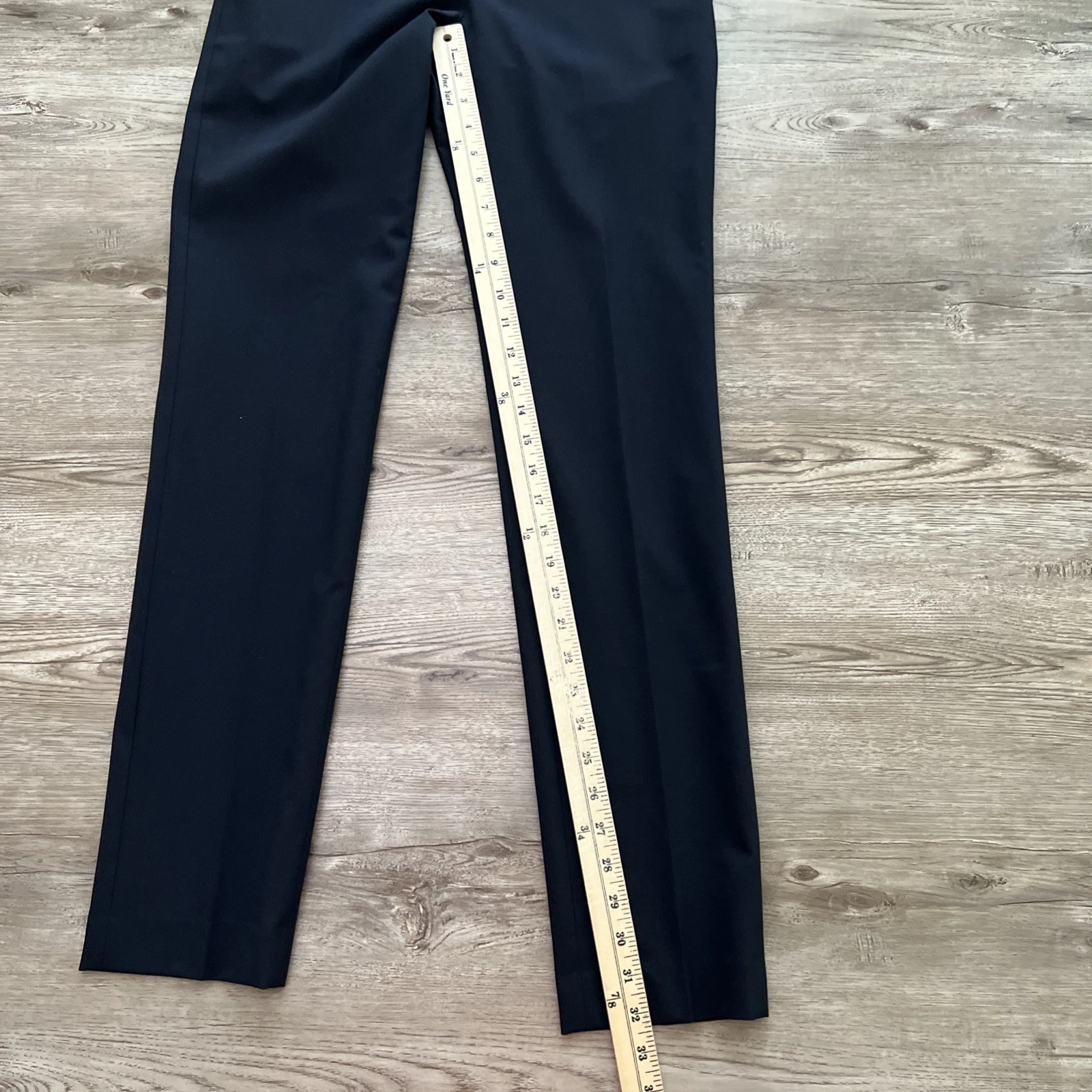Tory Burch pantaloni donna lana elasticizzati vita bassa 2 blu navy dritti lunghezza intera
