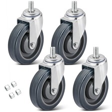 5" Caster Wheels Set of 4 for Shopping Cart, Grey with Nuts