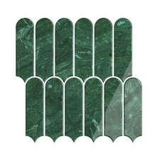 12-Sheets Long Fish Scale Peel and Stick Backsplash Green Wall Tiles Self Adhesi