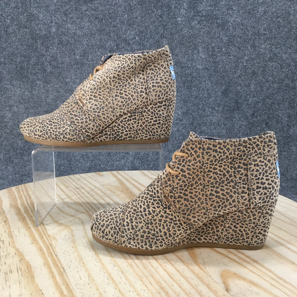 Botas Toms para mujer 7 botines de cuña del desierto multicolor gamuza con cordones informales leopardo Foto 2 de 4