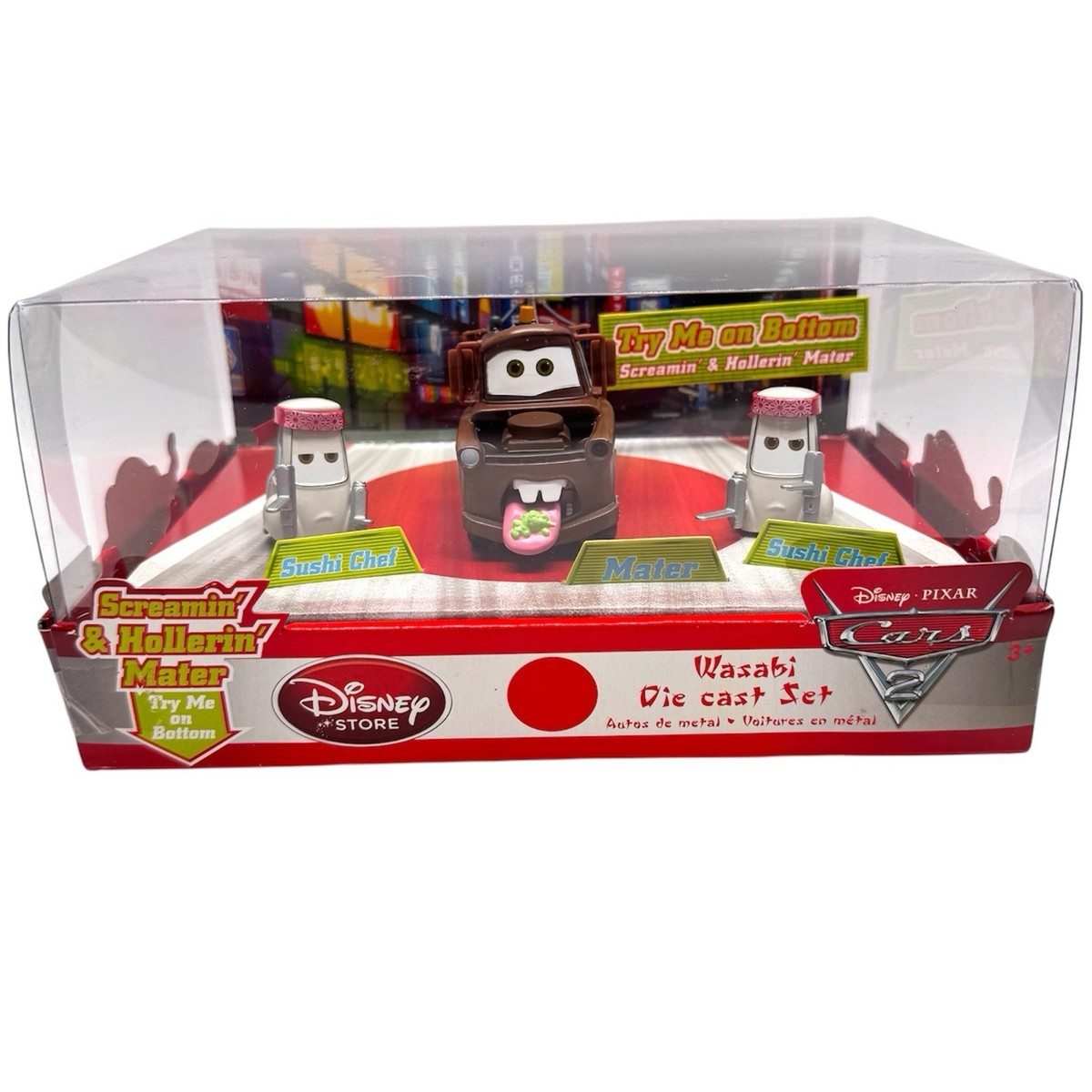 Disney Pixar Cars Mater Wasabi Sushi Die Cast Set 3 Pack Exclusive