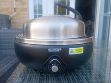 Cookshop Portable BBQ Charcoal Grill with Lid Cast Iron Plate, Black