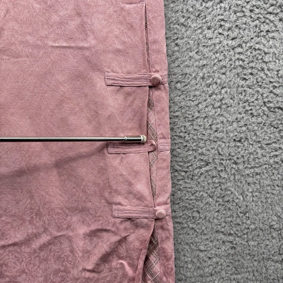 Falda J Jill de lino de seda para mujer 6 rosa jacquard midi abertura profesional Y2K Foto 4 de 4