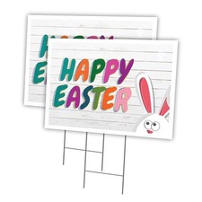 Happy Easter Multi-Pack of Yard Signs  Stake Plastic Coroplast Egg Bunny Basket