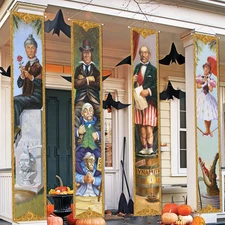 4Pcs Haunted Mansion Stretching Portraits Outdoor Halloween Decoration, Haunted 