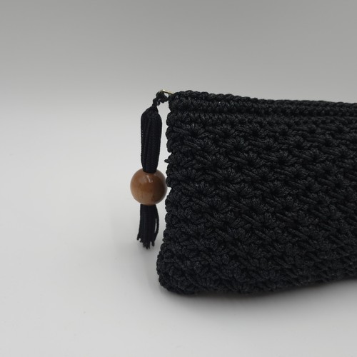 Vintage Clutch Purse 60s Made In Japan Black Crochet Handbag - Picture 2 of 10