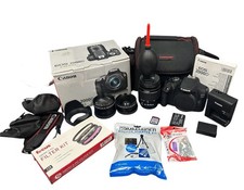 Canon EOS 2000D DSLR Camera Kit w/3 Lens  Extras
