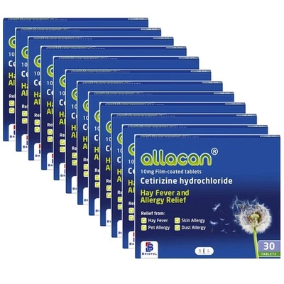 Allacan Cetirizine 10mg 12 Months 360 Tablets –Hayfever & Allergy Relief Supply